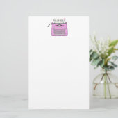 Roze Retro  typemachine desktop, aangepast Briefpapier (Staand voorkant)