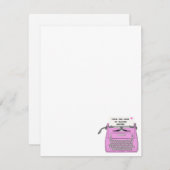 Roze Retro  typemachine desktop, aangepast Notitiekaartje (Voorkant / Achterkant)