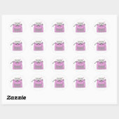 Roze Retro  typemachine desktop, aangepast Ronde Sticker (Vel)