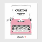 Roze Retro typemachine en aangepaste tekst Sticker (Vel)
