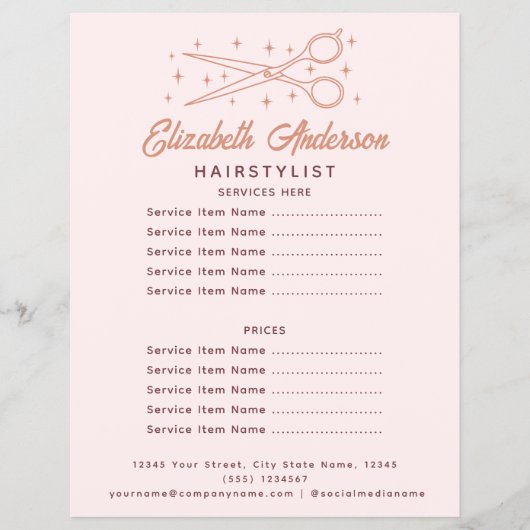 Roze Retro Typografie Haarstylist Flyer (Voorkant)