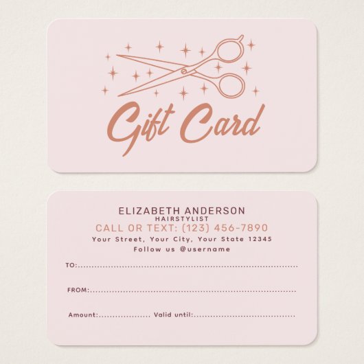 Roze Retro Typografie Haarstylist Gift Kaart (Voorkant /achterkant)