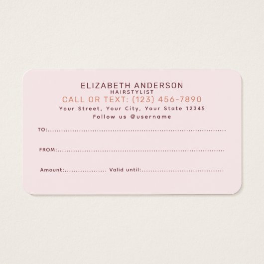 Roze Retro Typografie Haarstylist Gift Kaart (Achterkant)