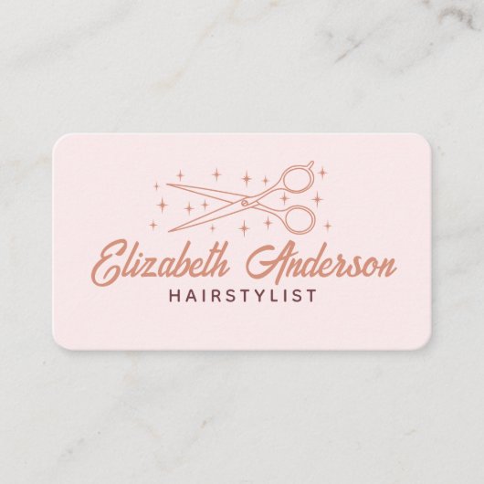Roze Retro Typografie Haarstylist Visitekaartje (Voorkant)