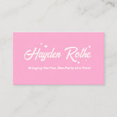 Roze Retro Typografie QR-code Visitekaartje (Voorkant)