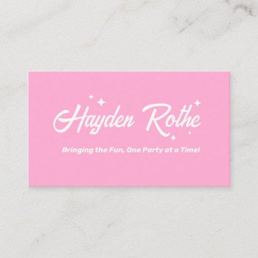 Roze Retro Typografie QR-code Visitekaartje (Voorkant)