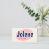 Roze Retro Typografie Visitekaartje (Staand voorkant)