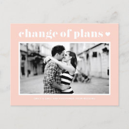 Roze Retro Typografie Wijziging Van Plannen Foto Aankondigingskaart