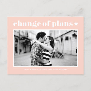 Roze Retro Typografie Wijziging Van Plannen Foto Aankondigingskaart