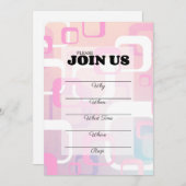 Roze Retro Uitnodiging om in te vullen voor meerde (Voorkant / Achterkant)