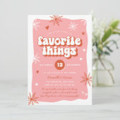Roze Retro Vakantie Favoriete Dingen Feest Kaart (Staand voorkant)