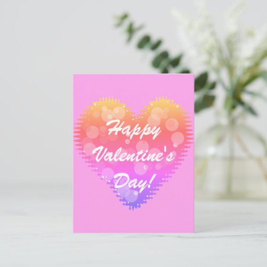 Roze Retro Valentijnsdag Heart Briefkaart (Staand voorkant)