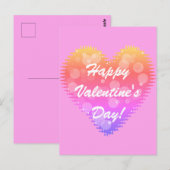 Roze Retro Valentijnsdag Heart Briefkaart (Voorkant / Achterkant)