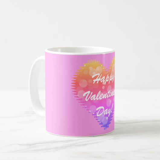 Roze Retro Valentijnsdag Heart Koffiemok (Voorkant links)