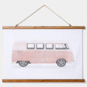 Roze Retro Van Nursery Decor Hangend Wandkleed