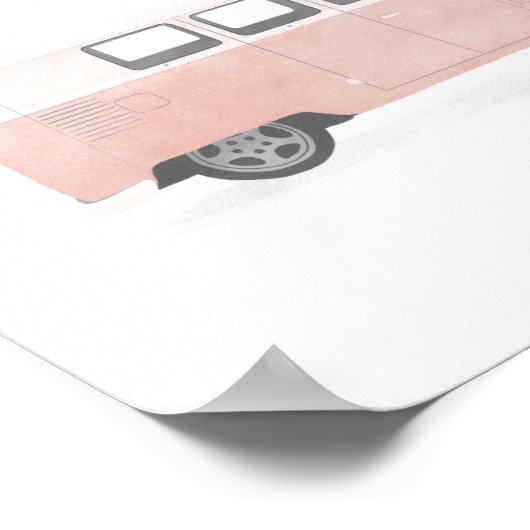 Roze Retro Van Nursery Decor Poster (Hoek)