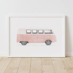 Roze Retro Van Nursery Decor Poster<br><div class="desc">Dit originele kunstwerk van de waterverf was gemaakt met zorg voor een muur van je huis die een beetje liefde nodig heeft!</div>