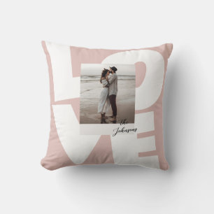 Roze Retro Vet Lettertype met Foto Kussen