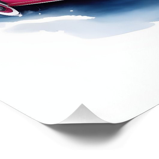 Roze Retro Vintage Auto Perfect Poster (Hoek)