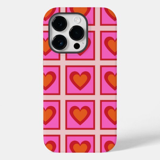 Roze Retro Vintage Geruite Hart Y2K Patroon  Case-Mate iPhone Case (Achterkant)