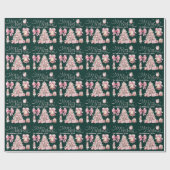 Roze Retro Vintage Kerst Cadeaupapier (Vlak)