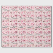 Roze Retro Vintage Kerst Cadeaupapier (Vlak)