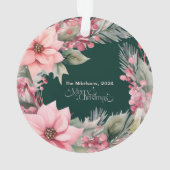 Roze Retro Vintage Kerst Ornament (achterkant)