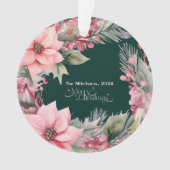 Roze Retro Vintage Kerst Ornament (voorkant)