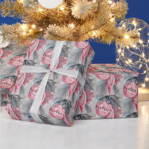 Roze retro Vintage Kerstbollen partijwrap Cadeaupapier