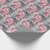 Roze retro Vintage kerstbulten Cadeaupapier (Hoek)