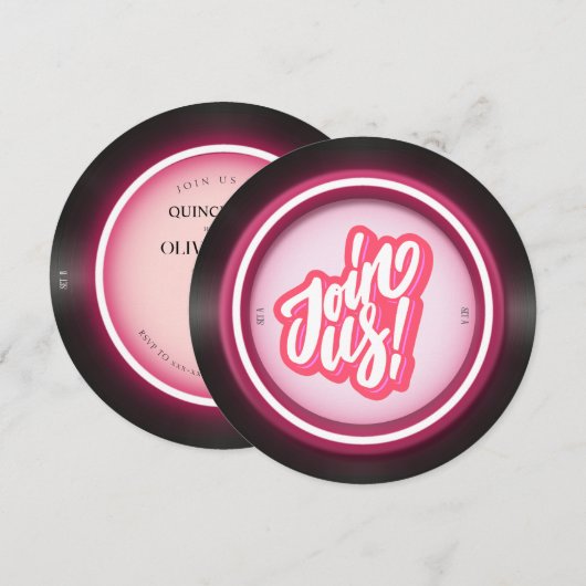 Roze Retro vinyl plaat Quinceanera Kaart (Voorkant / Achterkant)