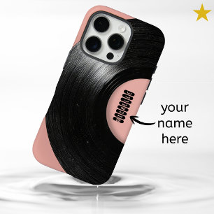 Roze Retro Vinylplaat Met Aangepaste Naam iPhone 16 Pro Hoesje