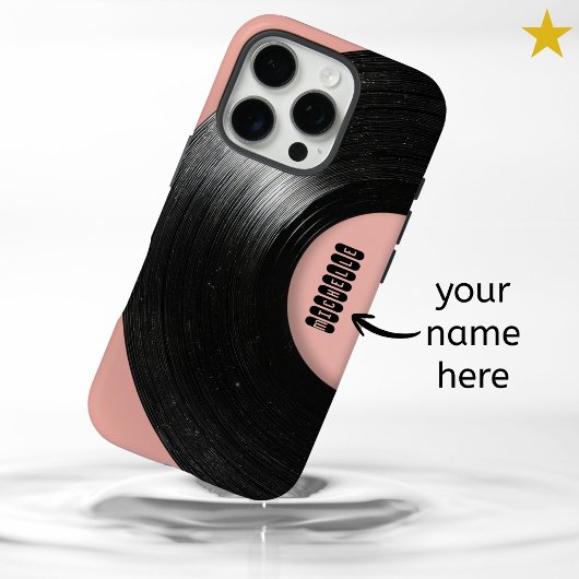 Roze Retro Vinylplaat Met Aangepaste Naam Case-Mate iPhone Case
