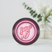Roze retro vinylplaat zoete 16 verjaardag kaart (Staand voorkant)