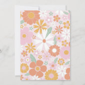 Roze Retro Vrede Liefde Baby Shower Uitnodiging (Achterkant)