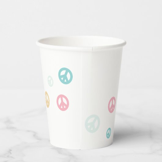 Roze Retro-vredes-verjaardagskaartjes Papieren kop Papieren Bekers (Rechts)