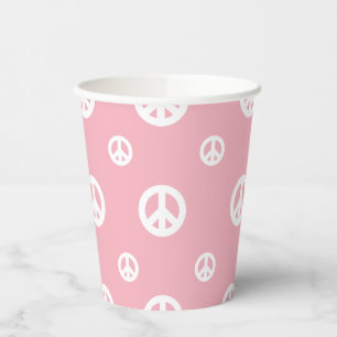Roze retro vredesteken verjaardag papieren bekers
