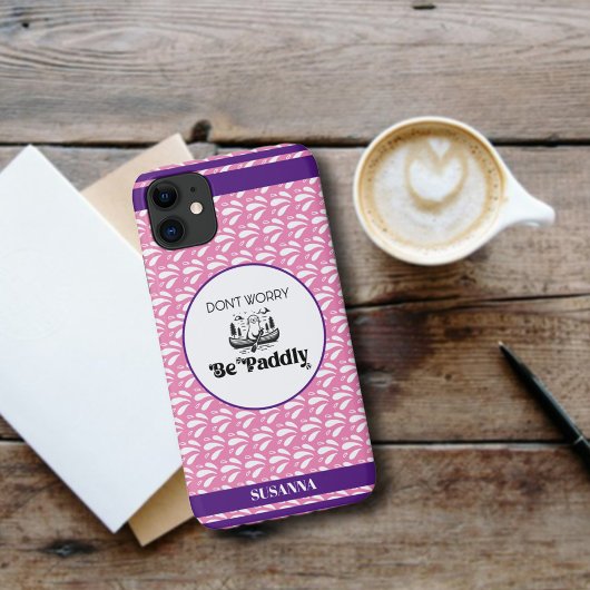 Roze Retro Water Patroon Otter Kano Aangepaste Naa Case-Mate iPhone Case