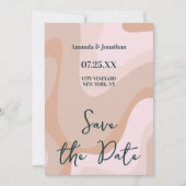 Roze Retro Wave Bruiloft Save The Date (Voorkant)