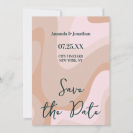 Roze Retro Wave Bruiloft Save The Date