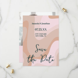 Roze Retro Wave Bruiloft Save The Date