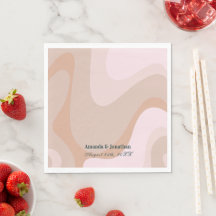 Roze Retro Wave Monogram Weddenschap Napkins
