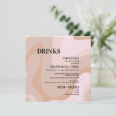 Roze Retro Wave Wedding Drinken Bar, Kaart (Staand voorkant)