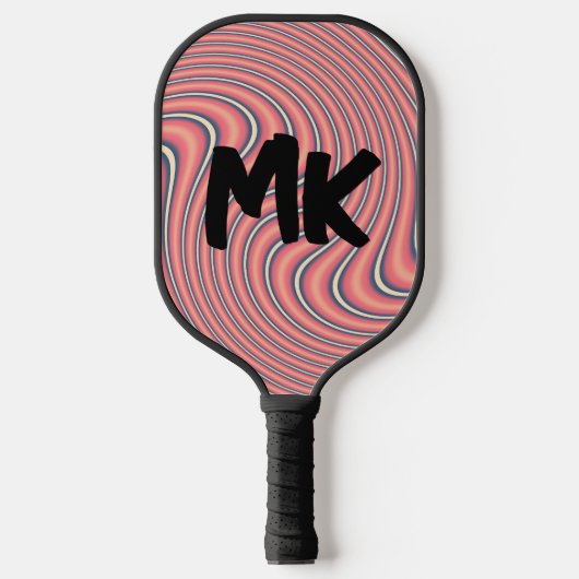 ROZE RETRO WERVELMONOGRAM OP MAAT PICKLEBALL PADDLE (Voorkant)