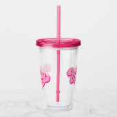 Roze retro Wifey Est. Jaar Bride Fiancé Acryl Drinkbeker (Rechts)