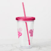 Roze retro Wifey Est. Jaar Bride Fiancé Acryl Drinkbeker (Links)