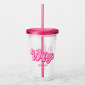 Roze retro Wifey Est. Jaar Bride Fiancé Acryl Drinkbeker (Voorkant)