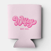 Roze retro Wifey Est. Jaar Bride Fiancé Blikjeskoeler (Achterkant)