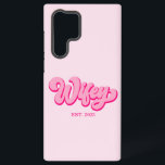 Roze retro Wifey Est. Jaar Bride Fiancé Samsung Galaxy Hoesje<br><div class="desc">Dit is een Roze Retro Wifey Est. Jaar Bride Fiancé Samsung Galaxy Phone Case!</div>