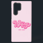 Roze retro Wifey Est. Jaar Bride Fiancé Samsung Galaxy Hoesje<br><div class="desc">Dit is een Roze Retro Wifey Est. Jaar Bride Fiancé Samsung Galaxy Phone Case!</div>